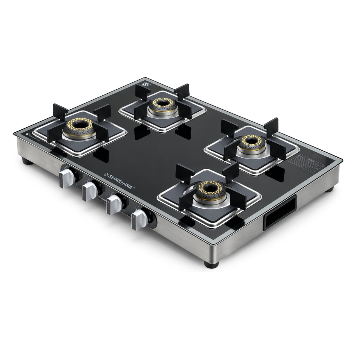 Arrow 4 Burner Gas Stove | Glass Top | 8D Brass Burner