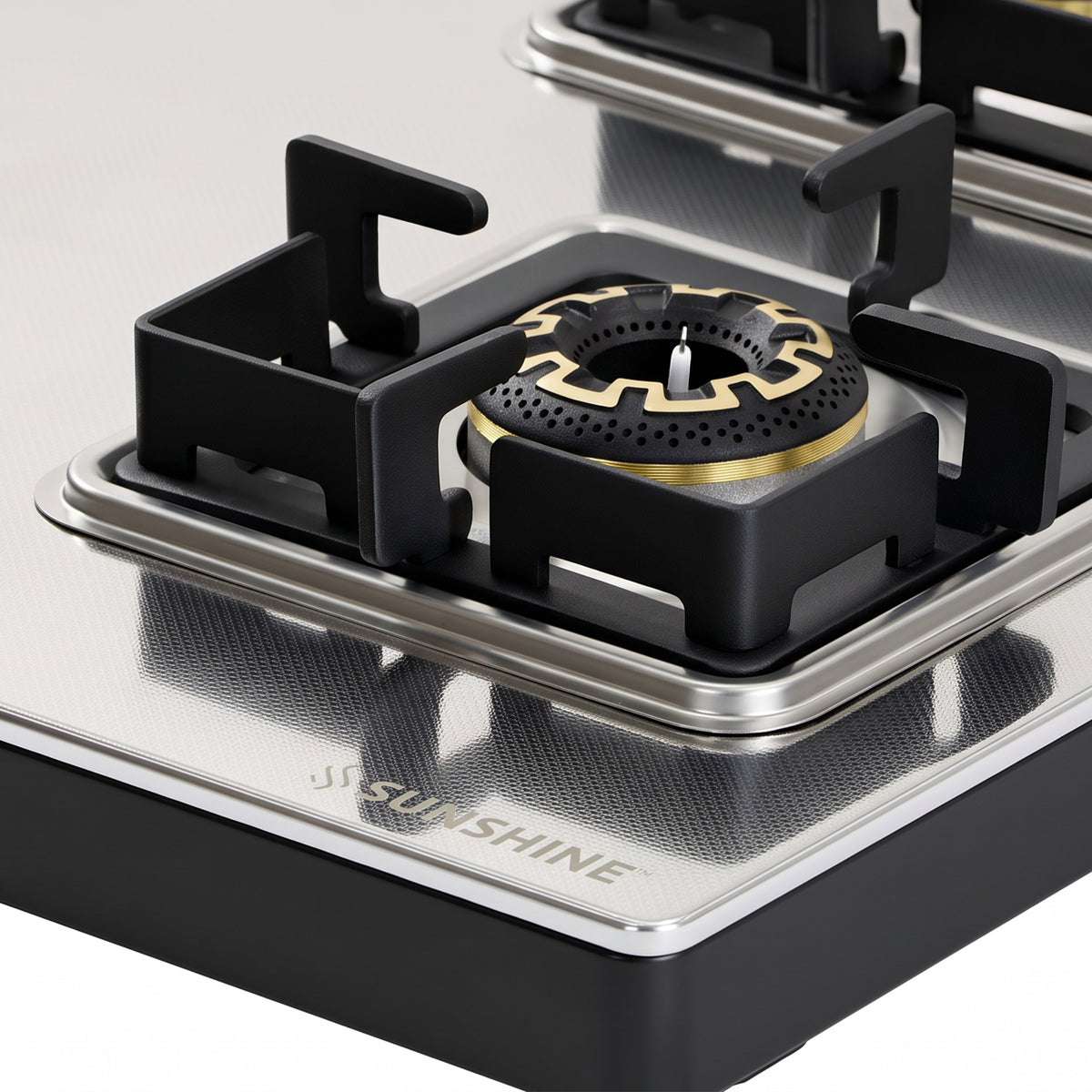 Rover Metal Hobtop – Honeycomb Steel Finish | 3 & 4 Burner |Brass Burners