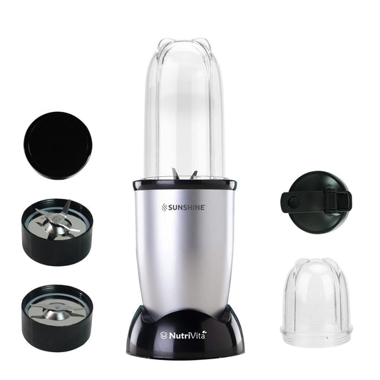 Sunshine Nutri Vita 450 2 In 1 Nutri Blender, Powerful 450 Watts Pure Copper Motor, Shakes and Juices, Stainless Steel Body, 2 Blade Set: Wet & Dry