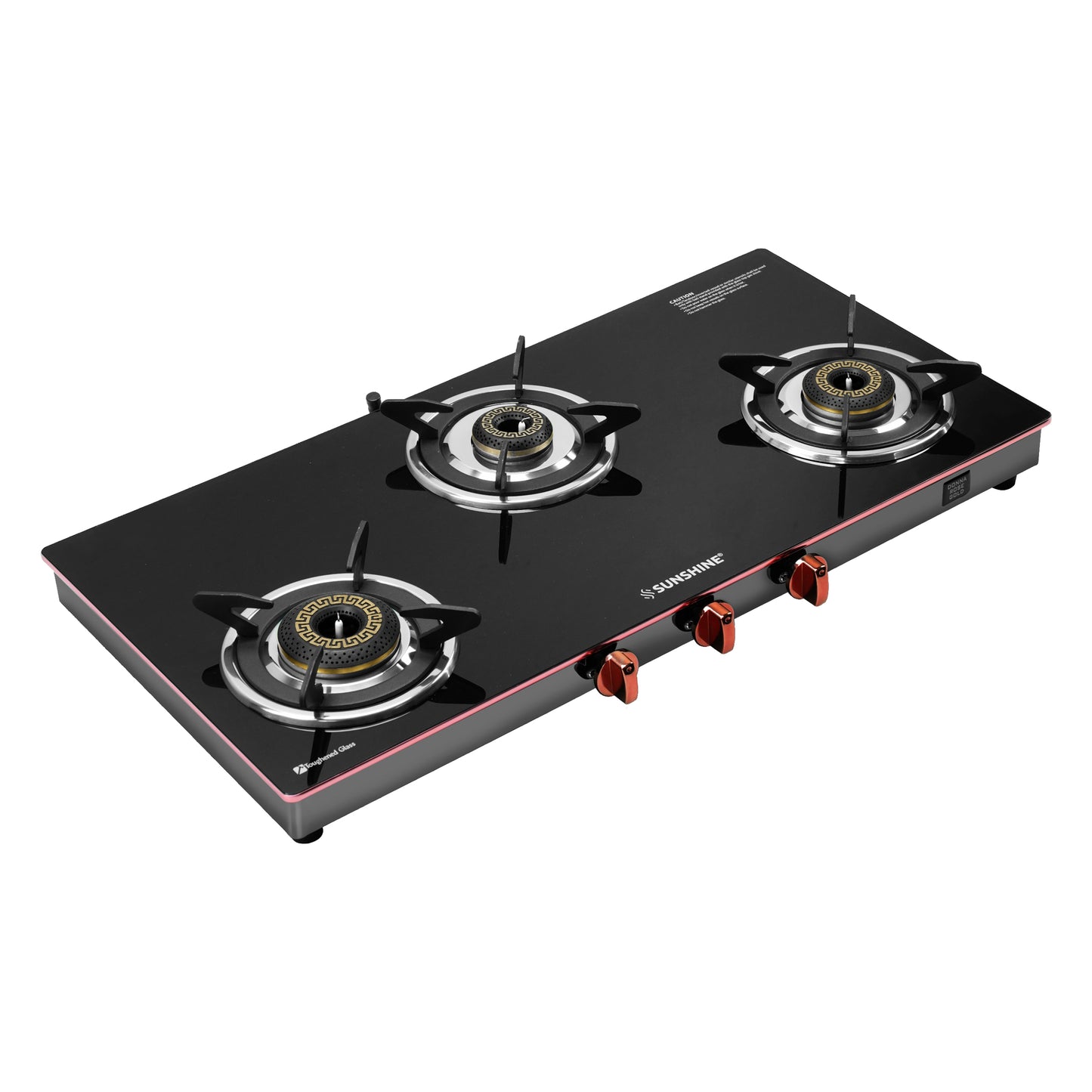 Sunshine Donna 3 Burner Gas Stove Manual Ignition (Glass Top, 2 years warranty)