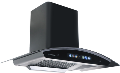 Sunshine Lorenzo 60 Wall Mounted Curved Glass Auto Clean Chimney with Multimedia Display