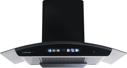 Sunshine Lorenzo 60 Wall Mounted Curved Glass Auto Clean Chimney with Multimedia Display