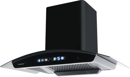 Sunshine Lorenzo 60 Wall Mounted Curved Glass Auto Clean Chimney with Multimedia Display