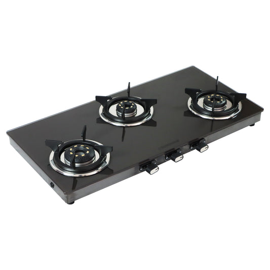 Sunshine Sonet 3 Burner Gas Stove Toughened Glass Cooktop Manual Ignition