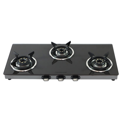 Sunshine Sonet 3 Burner Gas Stove Toughened Glass Cooktop Manual Ignition