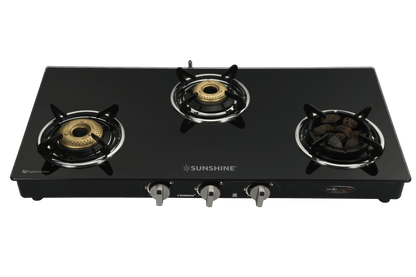 Sunshine Meethi Angeethi Pro 3 Burner Gas Stove Manual Ignition